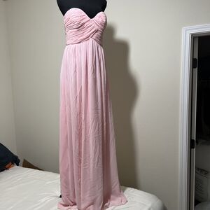 Donna Morgan Blush Powder Petal Pink Chiffon Strapless Formal Dress 8 Long